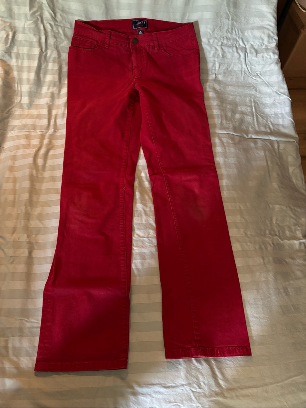 Chaps Red Straight-Leg Pants